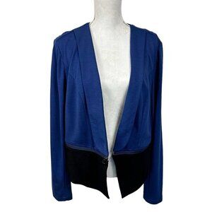 Torrid Women's 2X Stretch Knit Blazer‎ Blue Black Waist Zipper Detail EUC